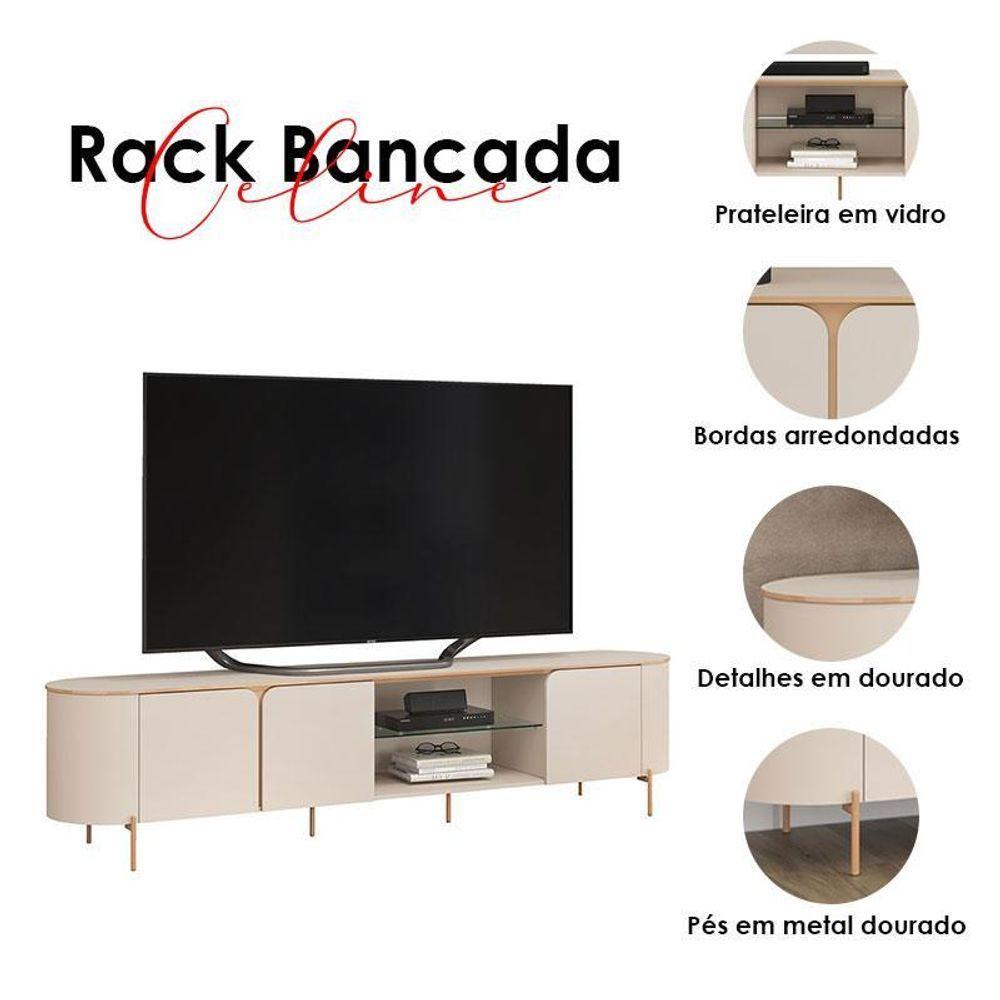 Miniatura Rack Bancada Com Painel Celine Off White Dj Móveis