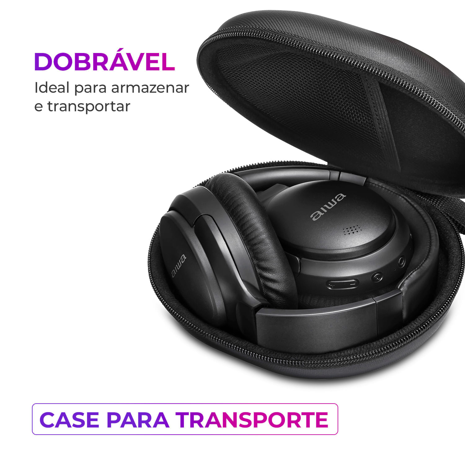 Miniatura Fone de Ouvido Headphone AIWA HP-01-B BT ANC Alta Definição FONE DE OUVIDO AWS-HP-01-B BIVOLT