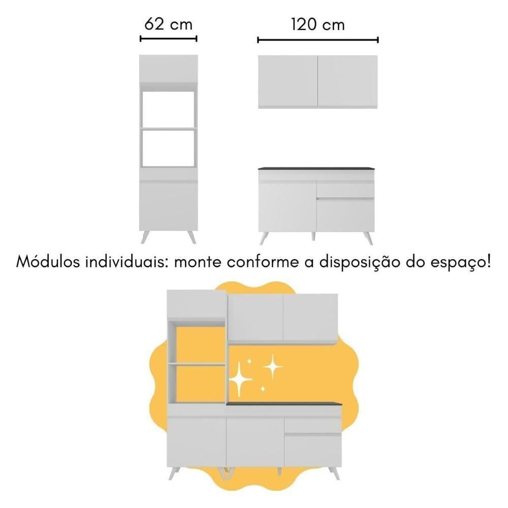 Miniatura Cozinha Compacta Com Bancada Americana/mesa Veneza Multimóveis Mp2211 Branco Branco