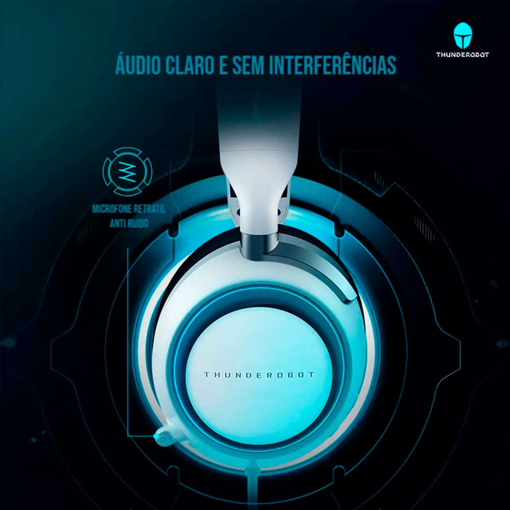 Headset Gamer ThundeRobot Silver Wing HG503 USB Branco