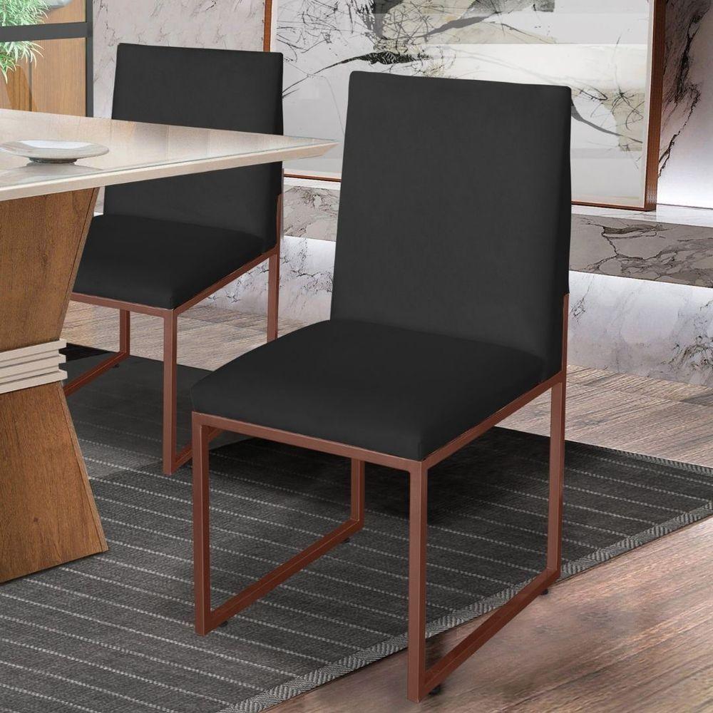 Miniatura Cadeira De Jantar Escritorio Industrial Garden Ferro Bronze Suede Preto