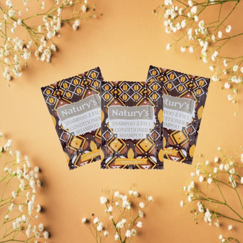 Miniatura Kit 500 Mini Shampoo Condicionador 2 Em 1 Hotel Sachê 10Ml