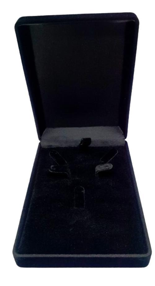 Miniatura Estojo Caixinha Linha Veludo Colar Conjunto Médio Preto