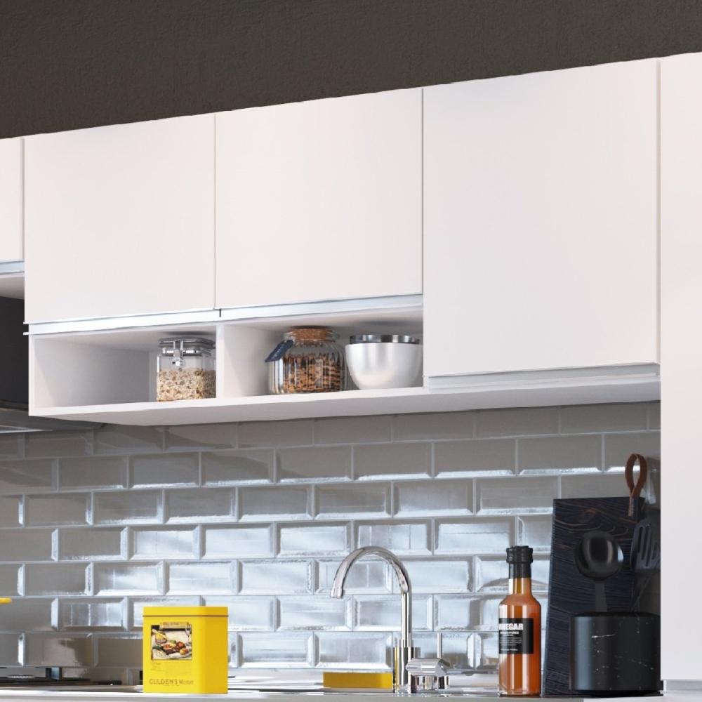 Miniatura Armário Aéreo para Cozinha 3 Portas 2 Nichos Athena IRM Móveis Branco