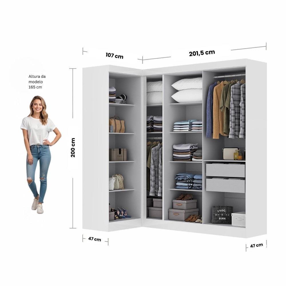 Miniatura Guarda-roupa de Canto Modulado 7 Portas Paris Branco