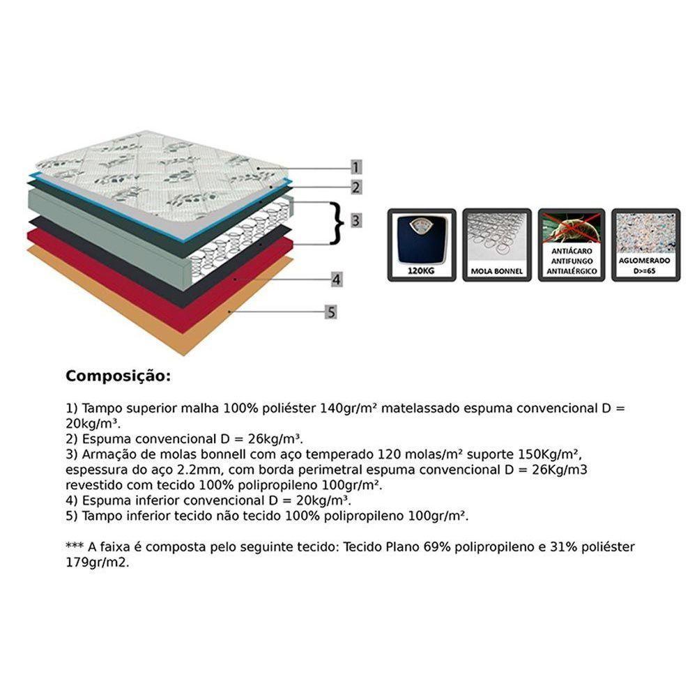 Miniatura Cama Box Solteiro: Colchão Molas Bonnel Orthoflex Venezia + Base Crc Suede Black(88X188)