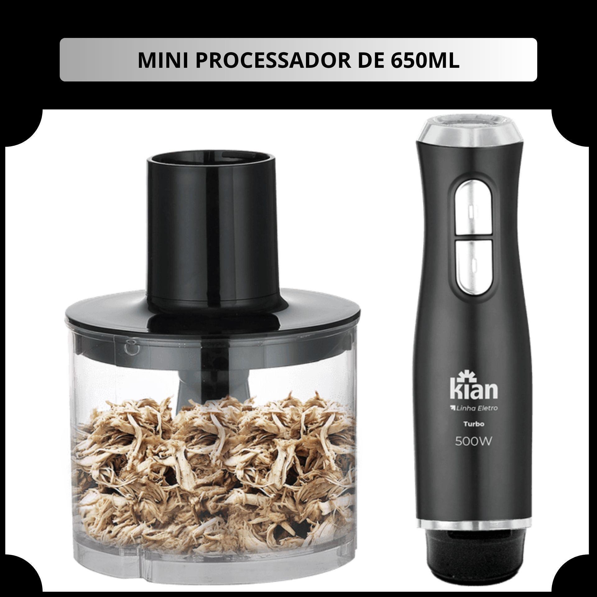 Mixer 2X1 Turbo 110V 127V 500W Preto Processador Alimentos