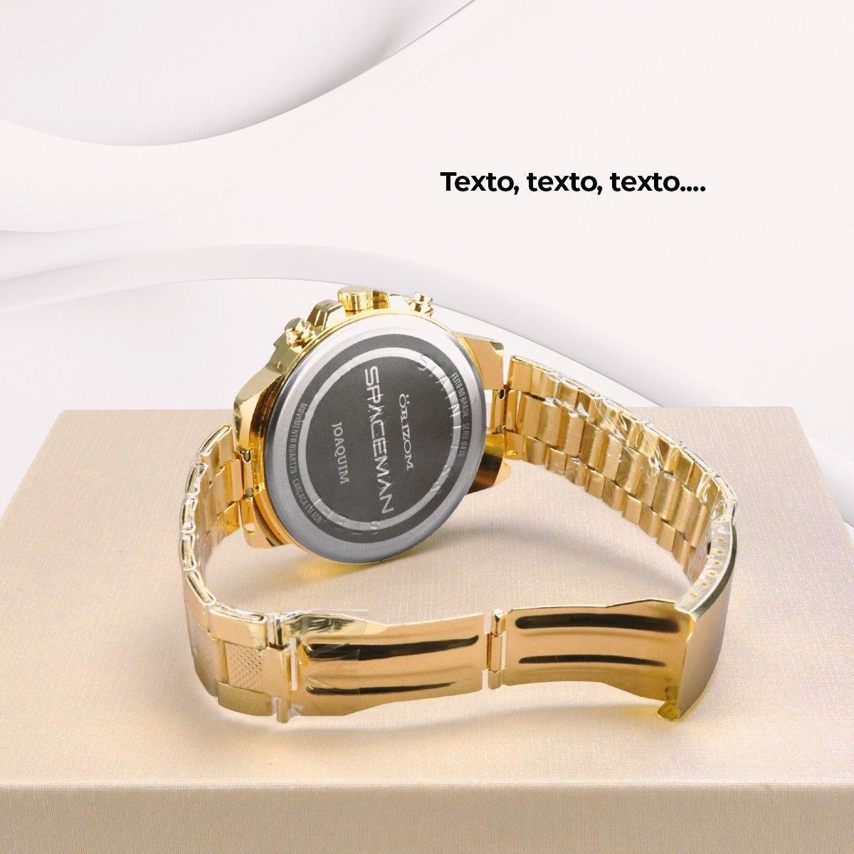 Relógio Masculino Personalizado Banhado Aço Inox + Caixa