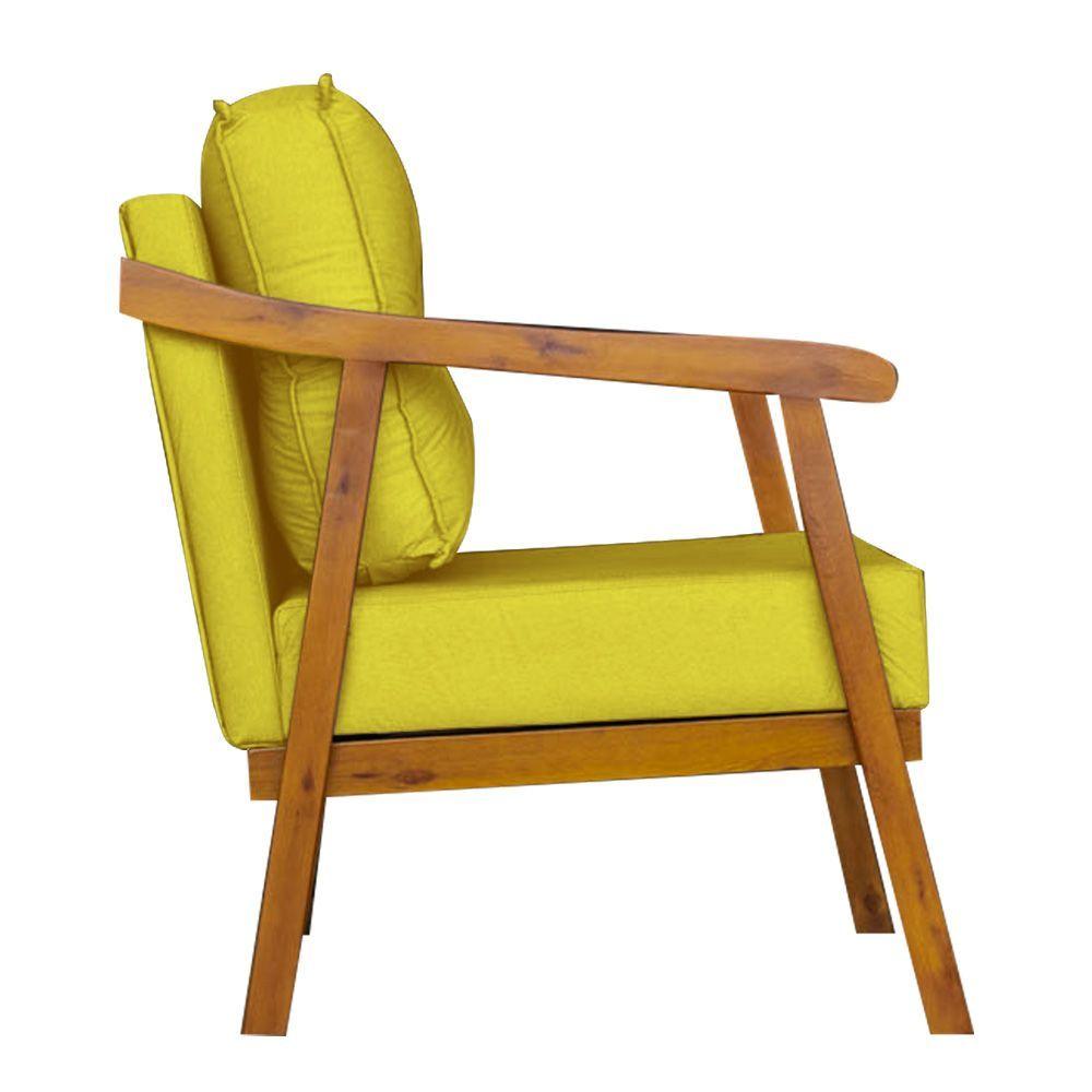 Miniatura Poltrona Cadeira Vitoria Base Reforçada - Veludo Amarelo