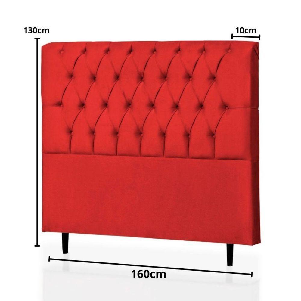 Miniatura Cabeceira Estofada Queen 160 Cm Paris Suede Vermelho