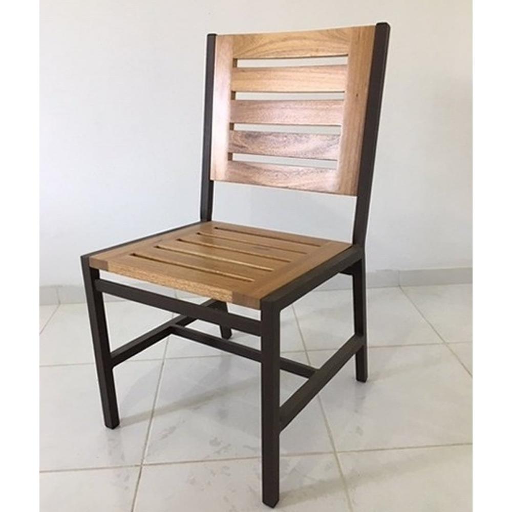 Miniatura Cadeira Afelandra sem Braço de Madeira e Alumínio Área Externa e Interna Preto/Madeira