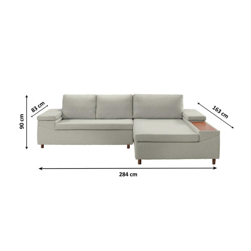 Miniatura Sofá 3 Lugares com Chaise Clássico Estofart Bege