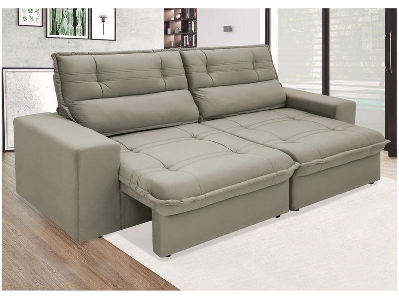 Sofá 4 Lugares Retrátil Reclinável Suede Palatino Linoforte Capuccino