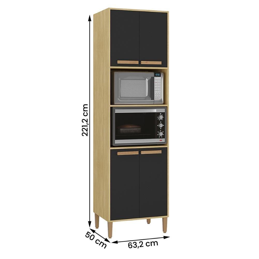 Miniatura Armario Cozinha Paneleiro Munique Com 4 Portas Wood Madeirado/preto Fosco