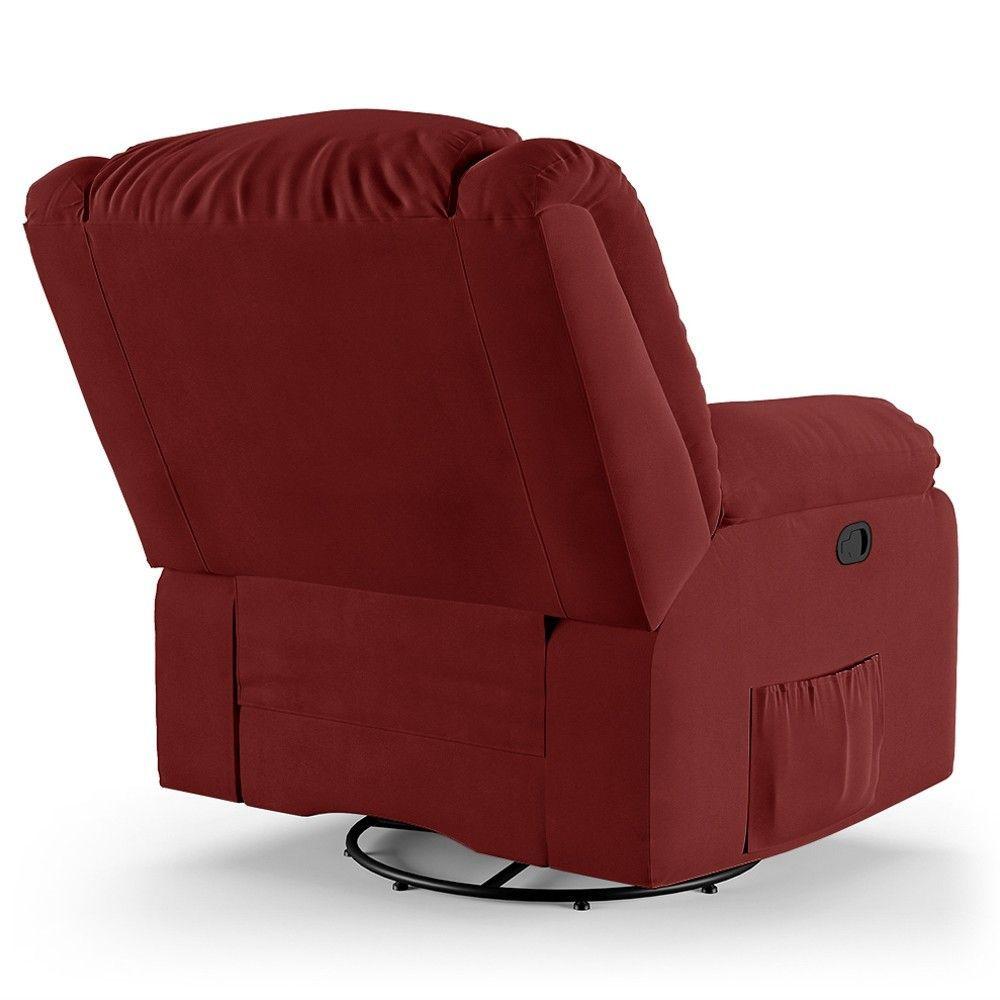Miniatura Poltrona Do Papai Reclinável Pietra Glider Giratória Fh9 Veludo Vermelho - Mpozenato