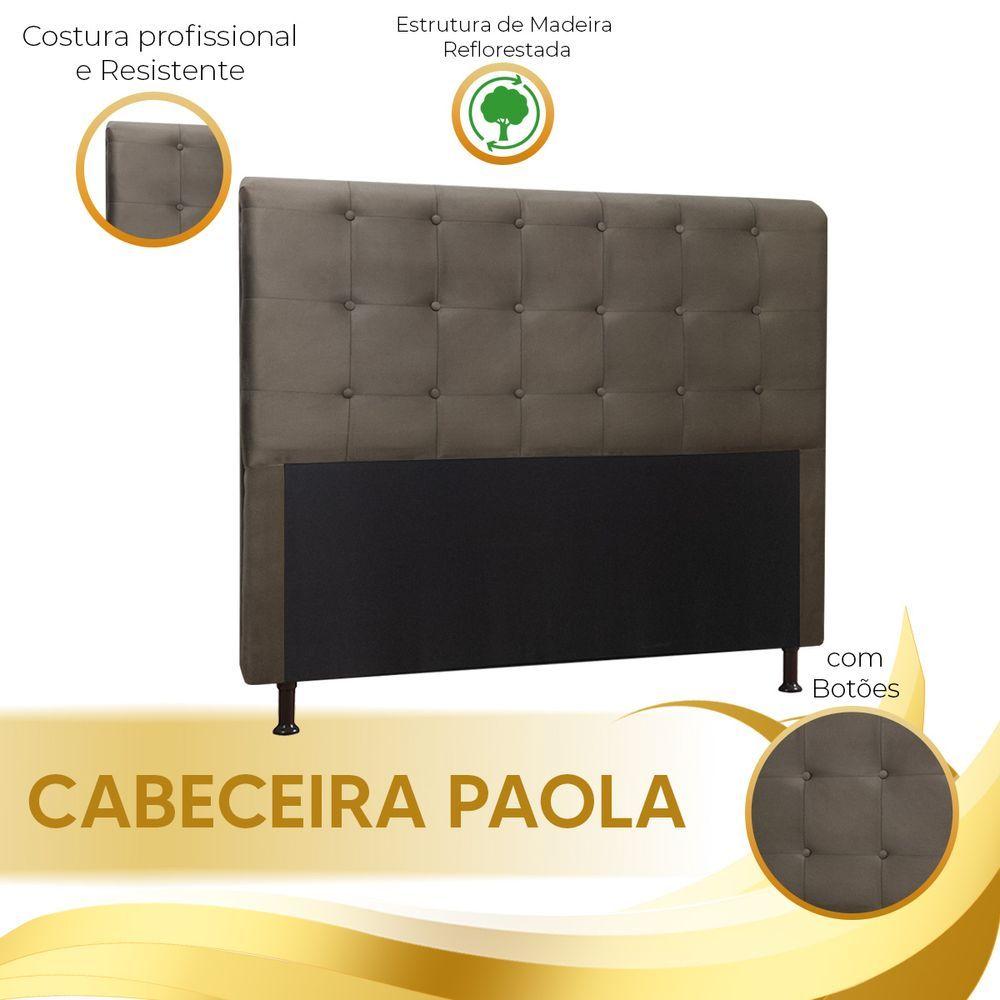 Miniatura Cabeceira Cama Box Quarto King Size Paola 1,95 Sued Marrom Castor