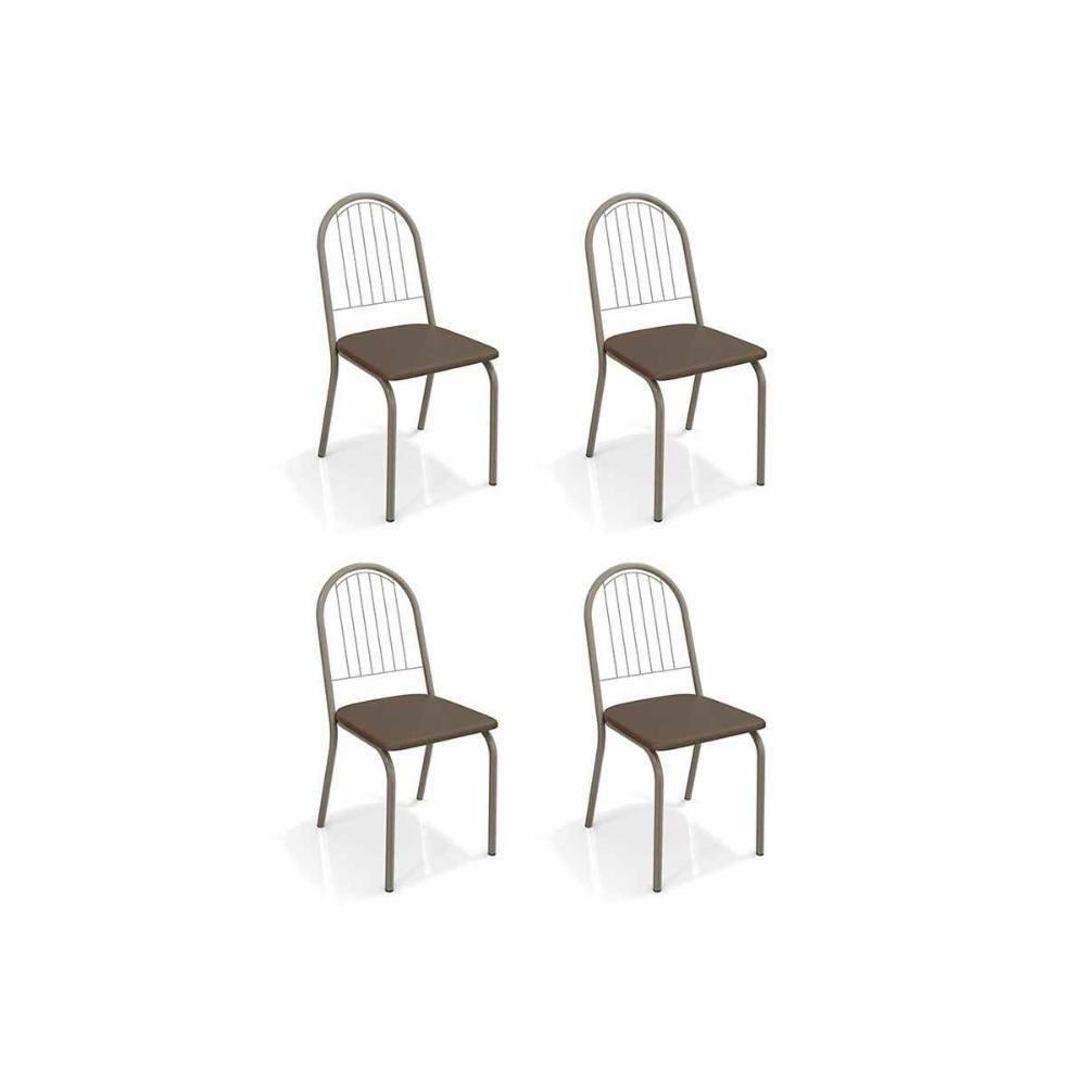 Miniatura Kit 4 Cadeiras Noruega 4c077 4 Un Níquel Courano Marrom