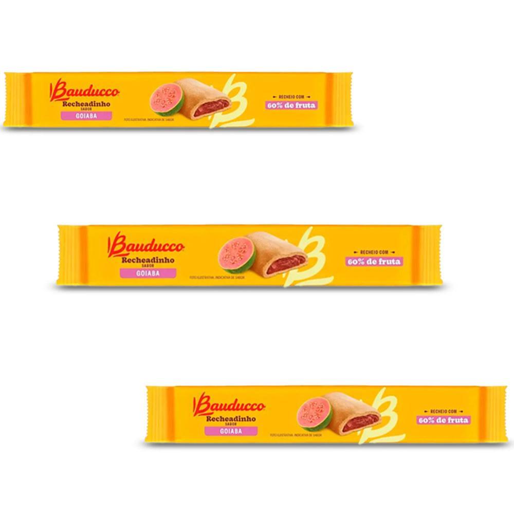 Miniatura Biscoito Recheadinho Bauducco Goiaba Kit 3 Pacotes De 112G