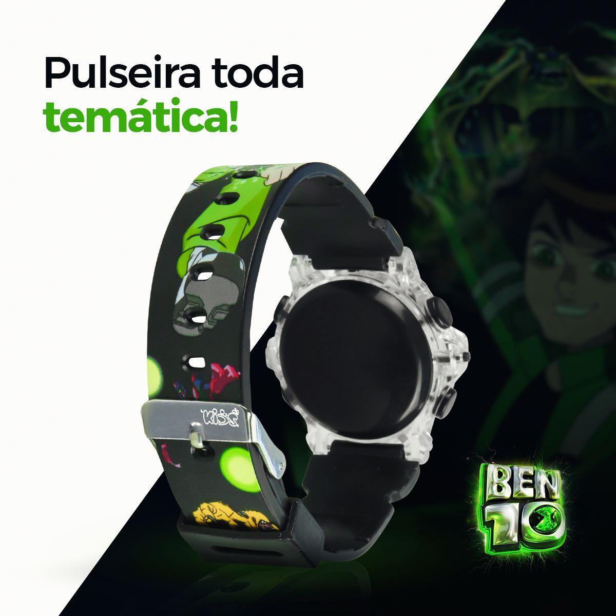 Relogio Infantil Digital Led Ben10 Sol Oculos Caixa Criança