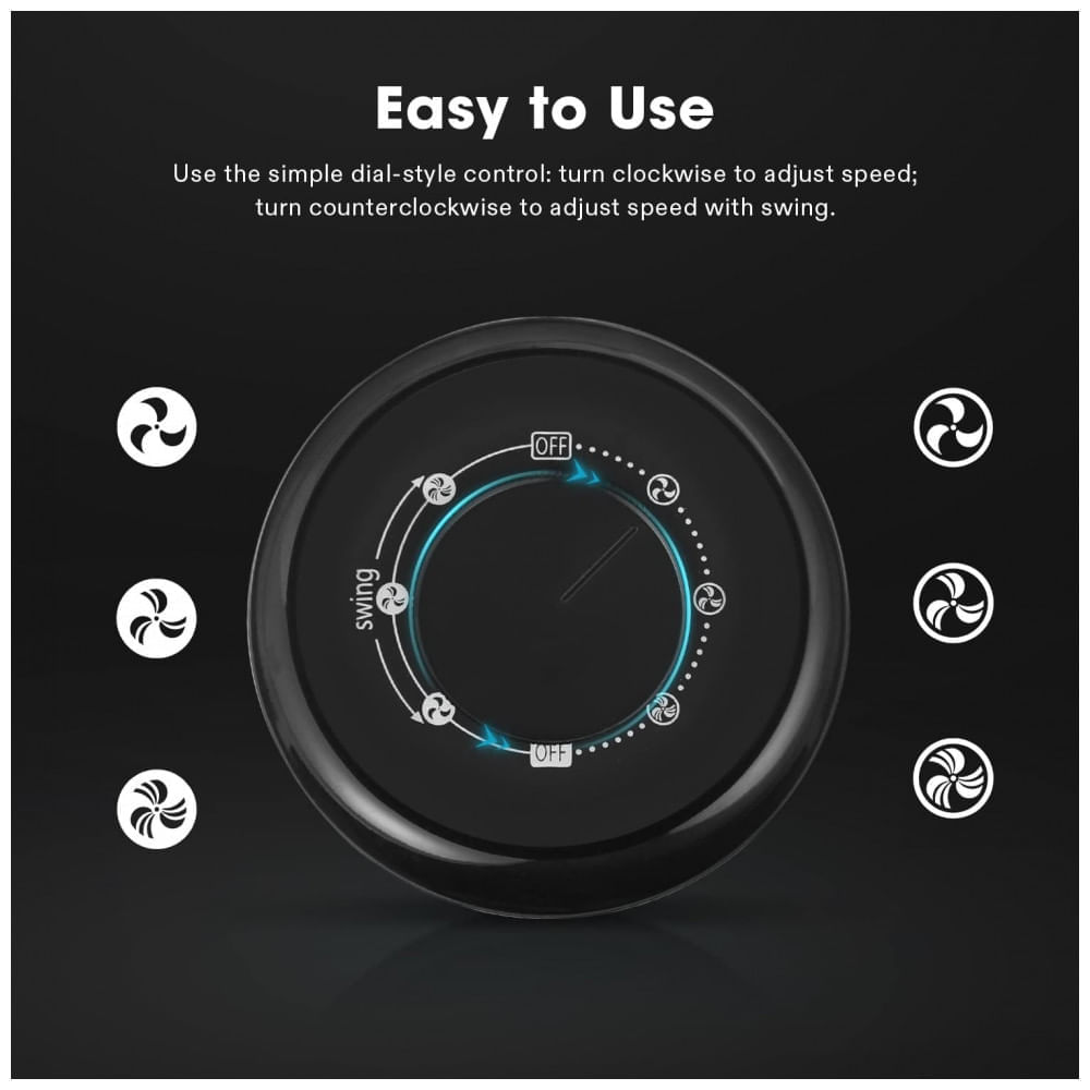 Miniatura Ventilador de Mesa sem Lâmina com 3 Velocidades, Oscilações de 70, Portátil e Compacto, 110V, VIVOSUN 13, Preto