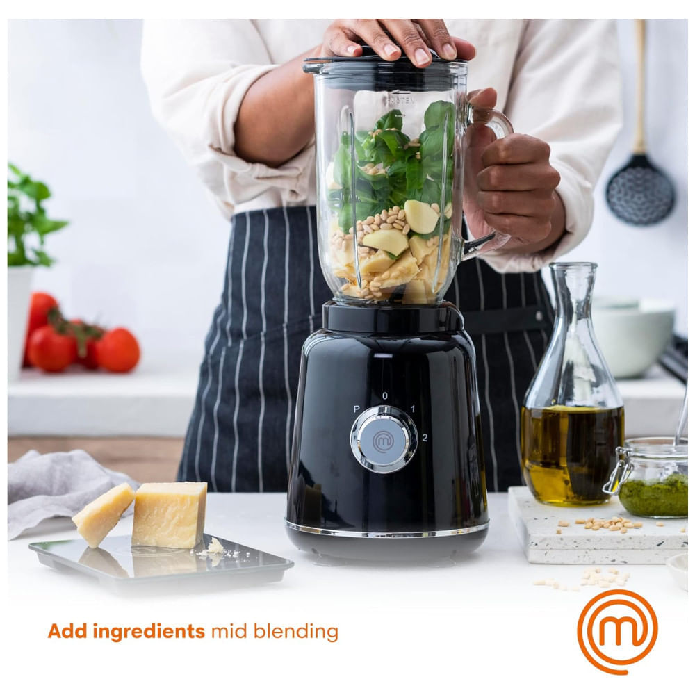 Liquidificador de Bancada 1L com Jarro de Vidro e 2 Velocidades, 110V 400W, MasterChef, Preto