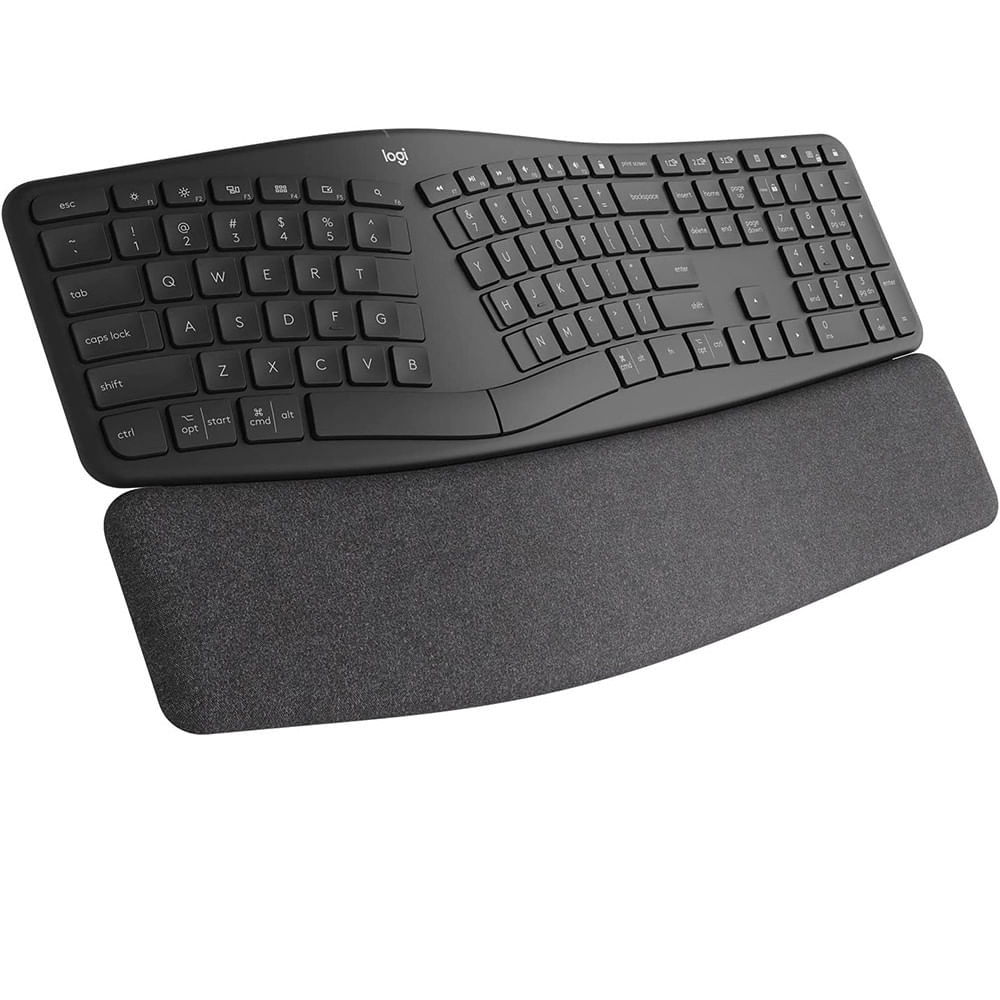 Miniatura Teclado Sem Fio Logitech ERGO K860 Com Apoio de Pulso USB Bluetooth Grafite Preto