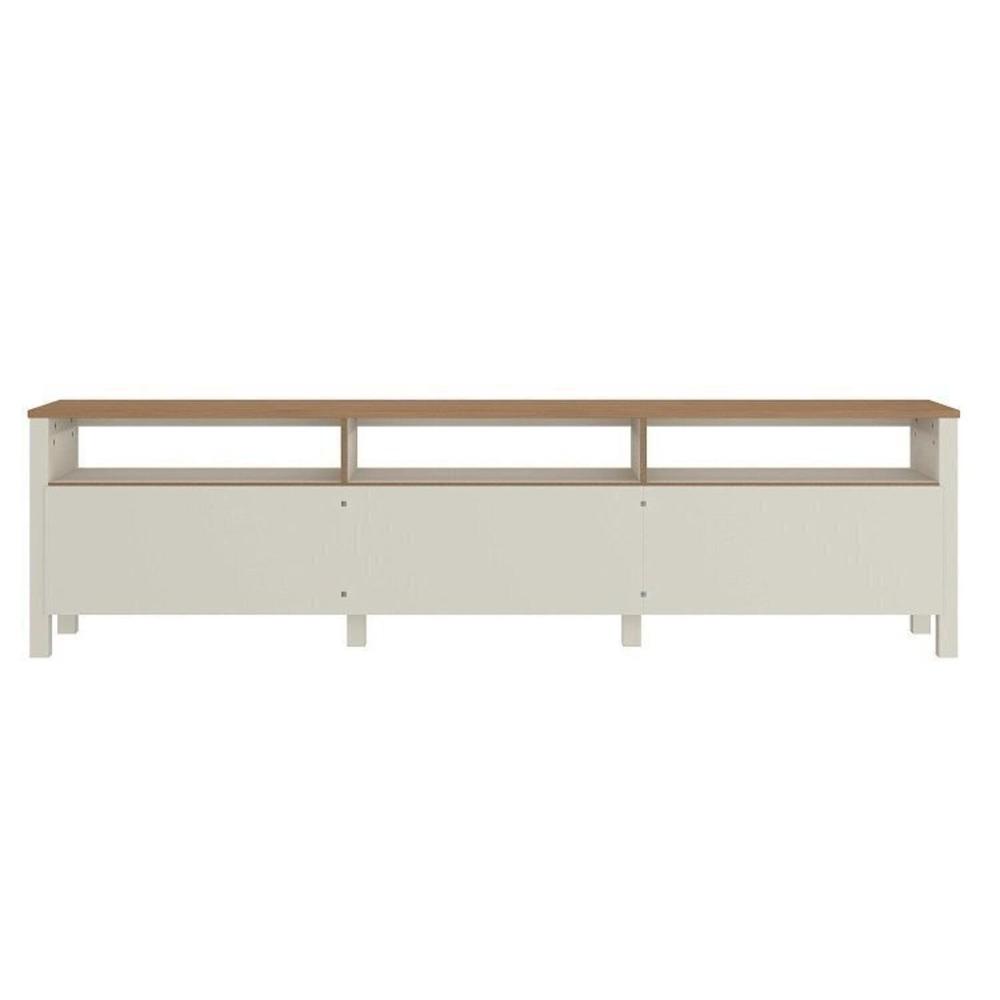 Rack Ananda com Painel Aloe para Tv até 75 Polegadas em Mdf Tampo Madeira Maciça Madeira Originals nature / Off white