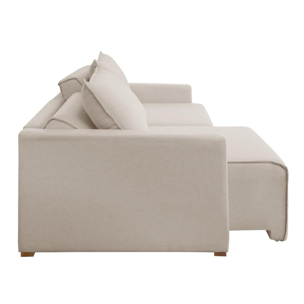 Sofá Cama Retrátil e Reclinável 200cm Júlia Linho/Cru