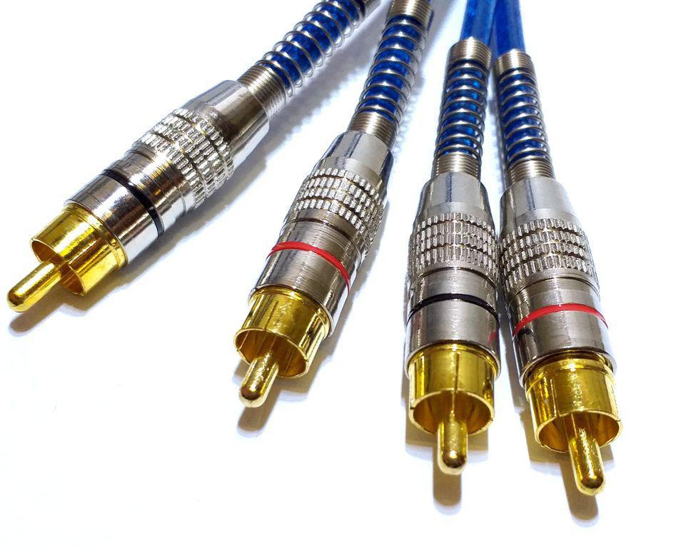 Miniatura Kit Cabo Rca Blindado 5 Metros E 2 Y 2M/1F Para Amplificador