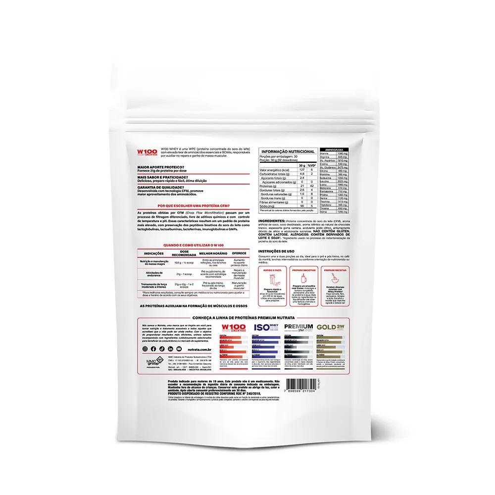 Miniatura Whey Protein W100 Concentrado 900G Refil - Nutrata