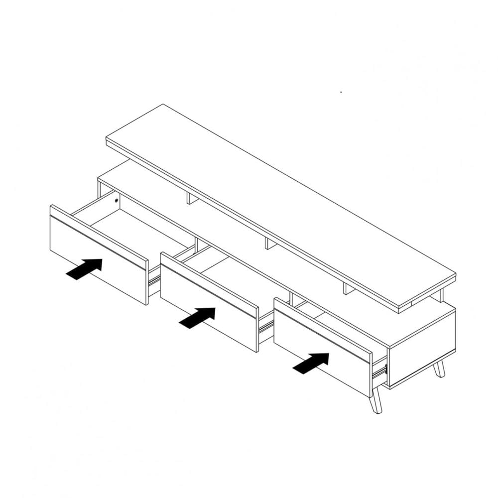 Miniatura Rack para TV até 72 Polegadas 3 Gavetas Vivare Wood Móveis Germai Branco