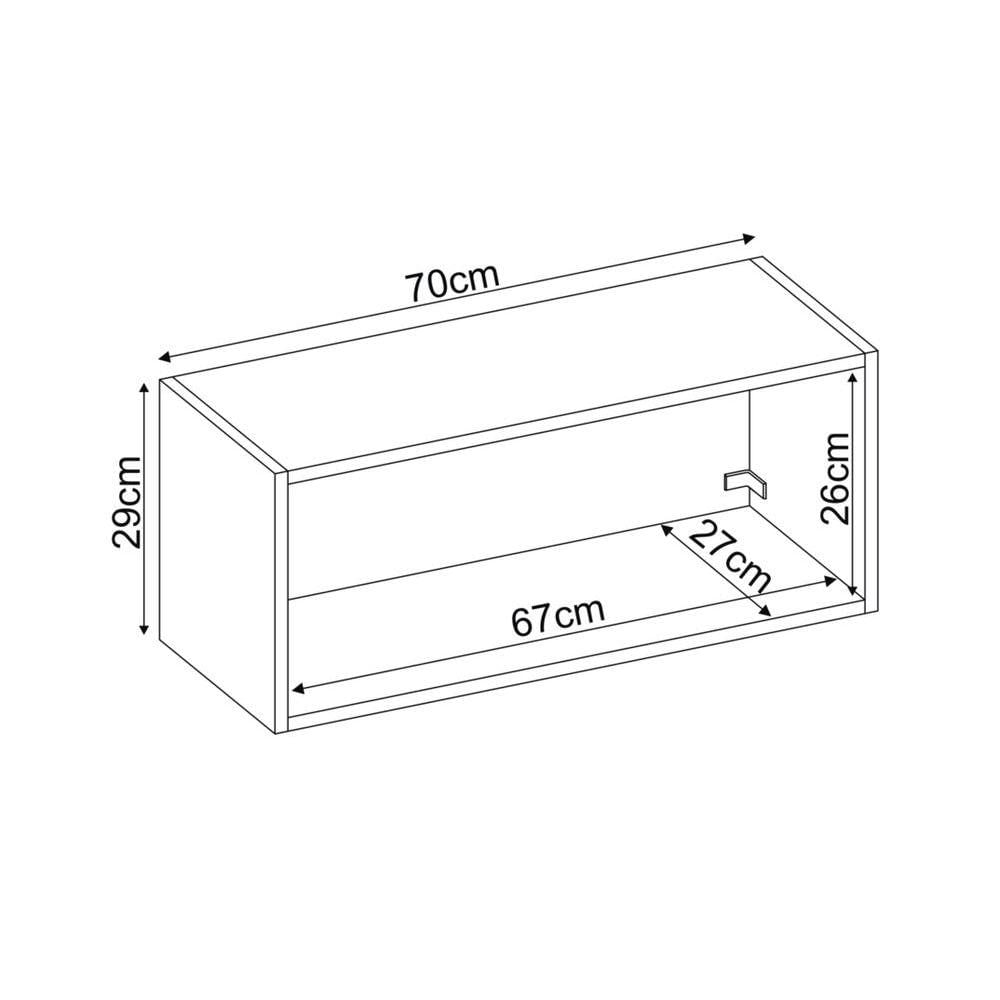 Miniatura Armário Aéreo 1 Porta 70 Cm Firenze Amêndola Touch Branco 94101 Demóbile