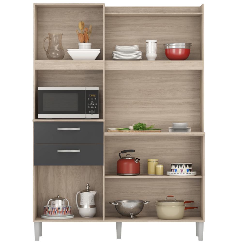 Miniatura Armario De Cozinha 6 Portas 2 Gavetas Harmonia Demobile Avena Touch/Grafito