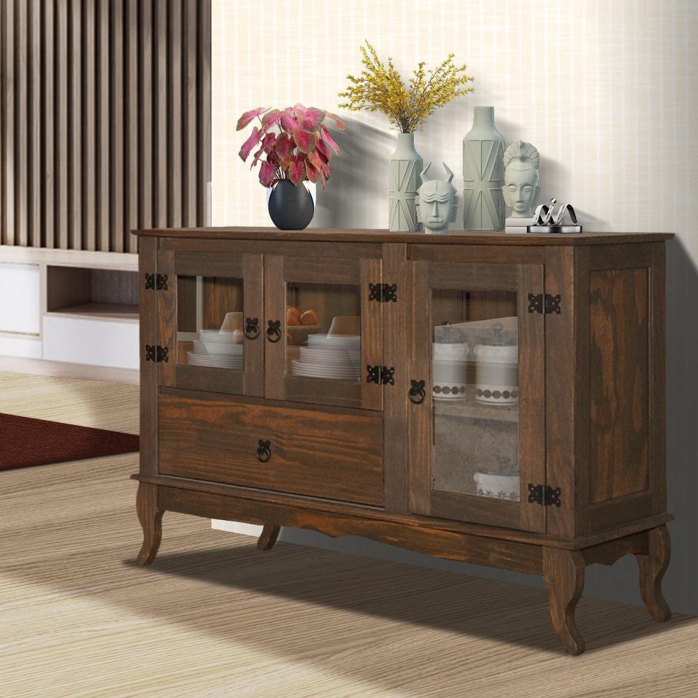 Miniatura Buffet Antigo Madeira Maciça 3 Portas Imbuia Gemma Jm Móveis