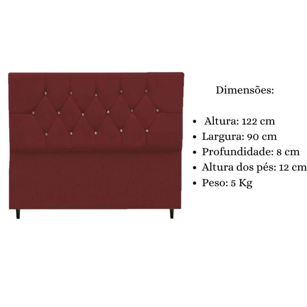 Miniatura Cabeceira Cama Box Solteiro 90 Cm Geovana Suede Bordô