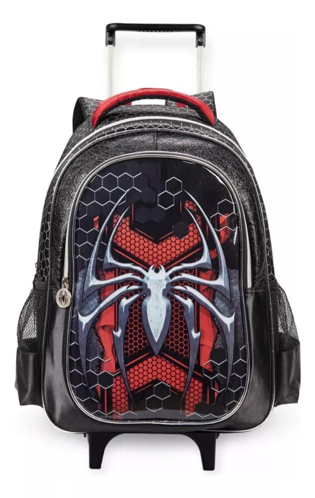 Kit Mochila Rodas Lancheira E Estojo Homem Spider Escolar