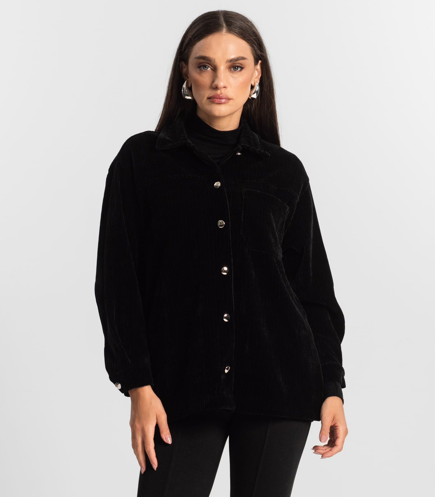 Miniatura Casaco Feminino Veludo Cotelê Endless Preto M
