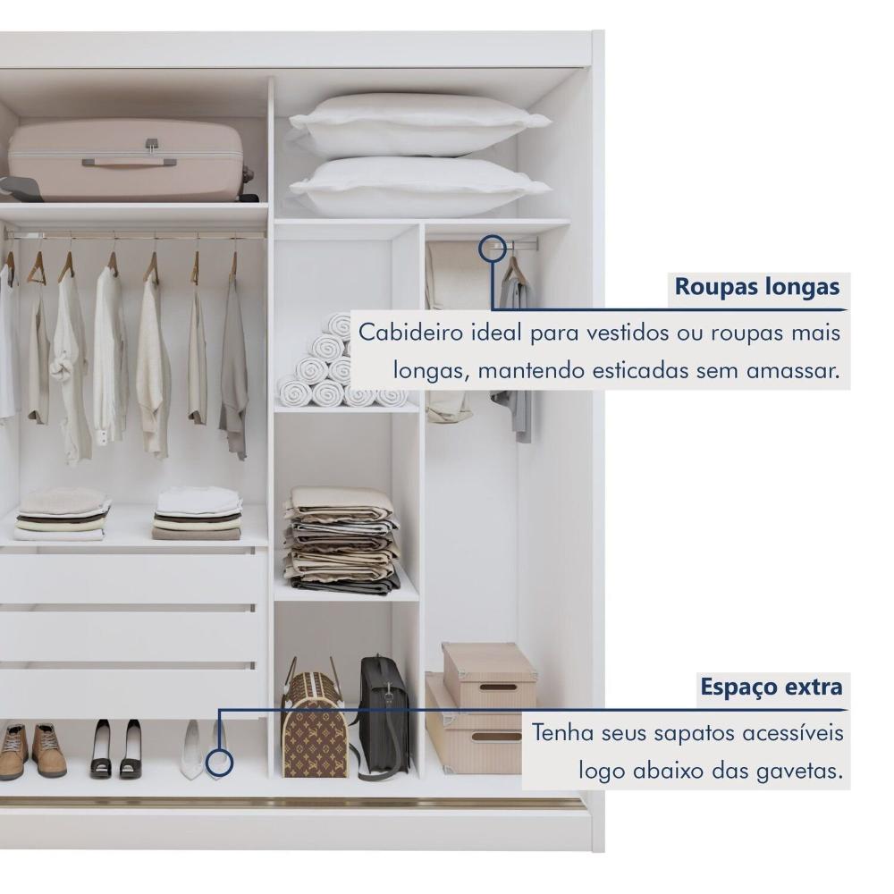 Guarda-roupa 2 Portas 100% Mdf Monte Rei Branco