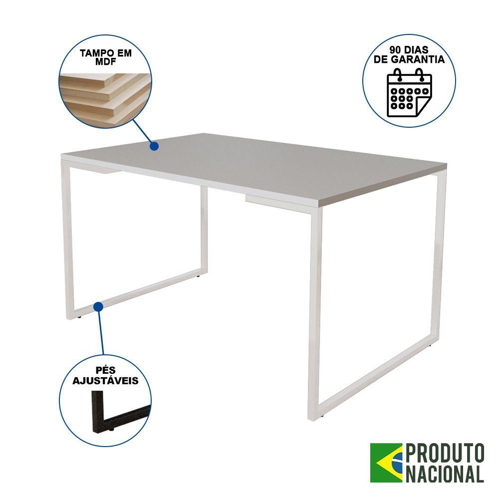 Miniatura Mesa Industrial Base Ferro Branco 137X90 Tampo Branco 4 Cadeiras Eiffel Madeira Assento Vermelho