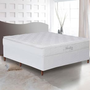 Miniatura Cama Box Casal Umaflex Itália com Pillow Top e Molas Ensacadas 69x138x188 cm - Branco