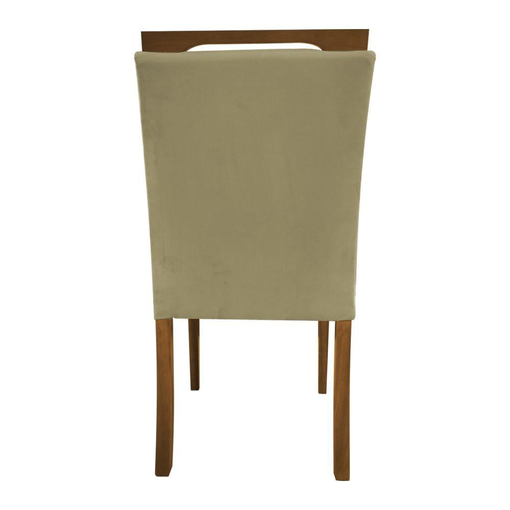 Miniatura Kit 2 Cadeiras De Jantar Vitória Estofado Veludo Bege Base Madeira Maciça Mel