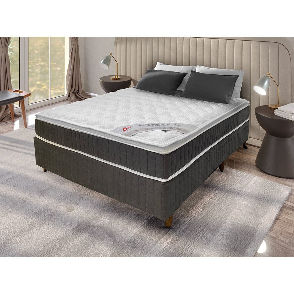 Miniatura Colchão de Casal Molas New Tecnopedic Pillow 138x188 Castor Cinza