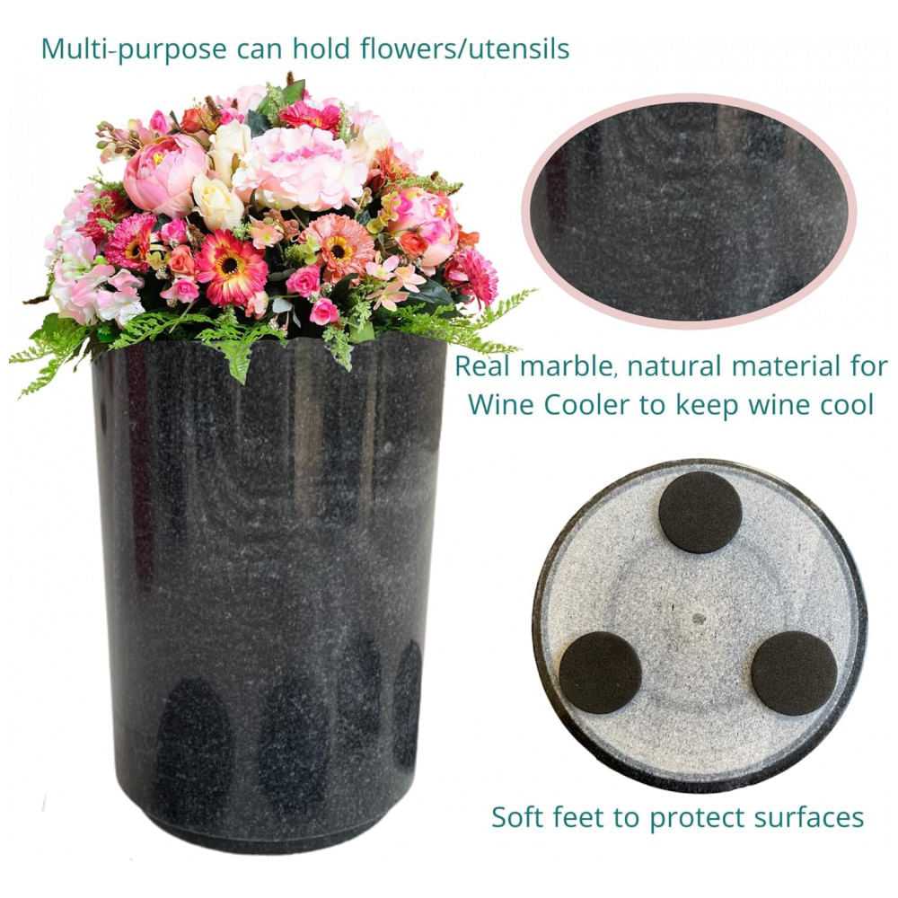 Porta Garrafa Térmico para Vinho em Mármore, BARABARA, Preto