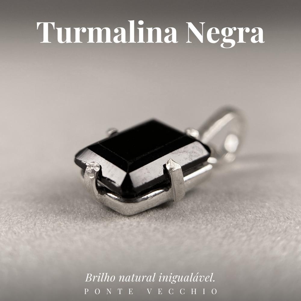 Miniatura Pingente Prata 925 Turmalina Negra Natural Verdadeira Joias
