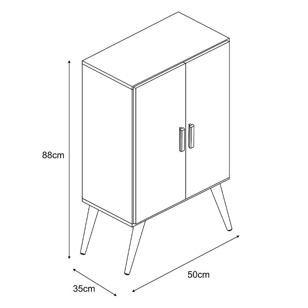 Miniatura Organizador Cali Branco Base Madeira Maciça E Mdf 2 Portas