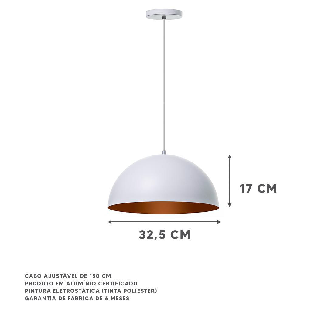 Miniatura Lustre Pendente Meia Lua Branco 30Cm - Kit 2 Unidades