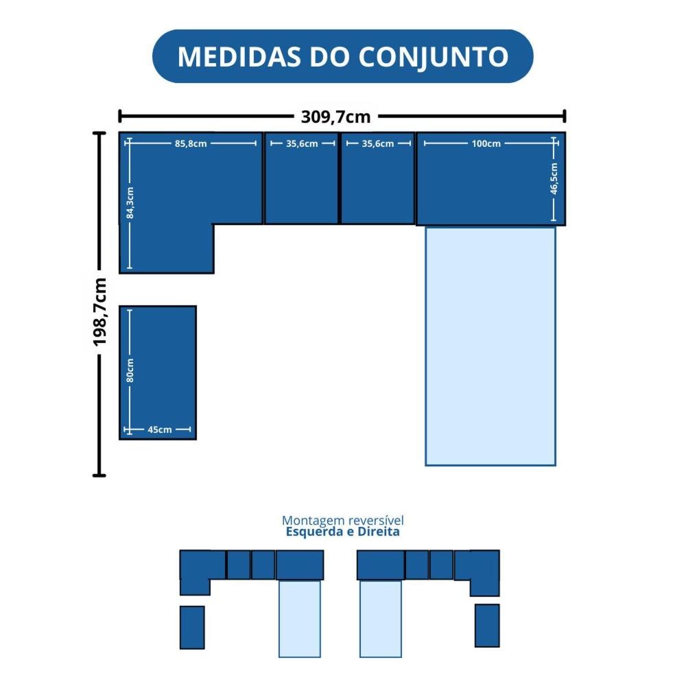 Miniatura Guarda-roupa Infantil Modulado 6 Peças Infinity Branco Line/Duna