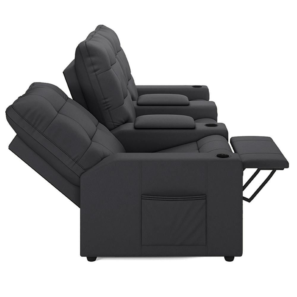 Miniatura Poltrona De Cinema Reclinável 3 Lugares Baú Usb Mallie Fh9 Veludo Cinza - Mpozenato