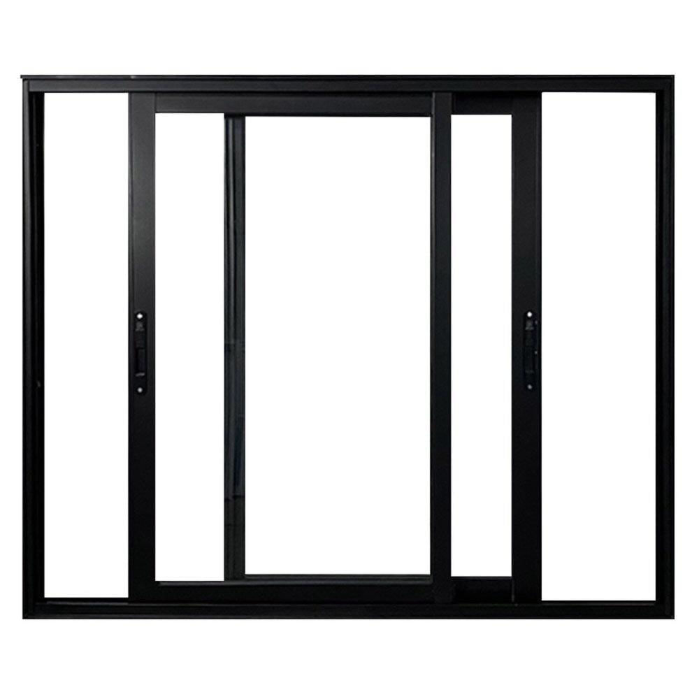 Miniatura Janela Vitro 2 Folhas Móveis de Correr Alumínio 120x120 cm Linha 25 Preto