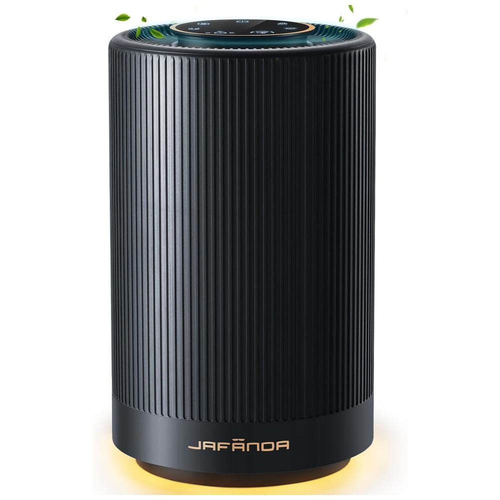 Miniatura Purificador de Ar Portátil, para Ambientes até 40m² com Filtro H13 HEPA, Luz Noturna e 3 Velocidades, 110V 10W, Jafnda JF100, Preto 110v